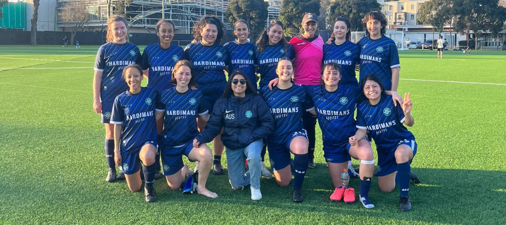 Group of 14 women preparing to play soccer for Dynamo Football Club 