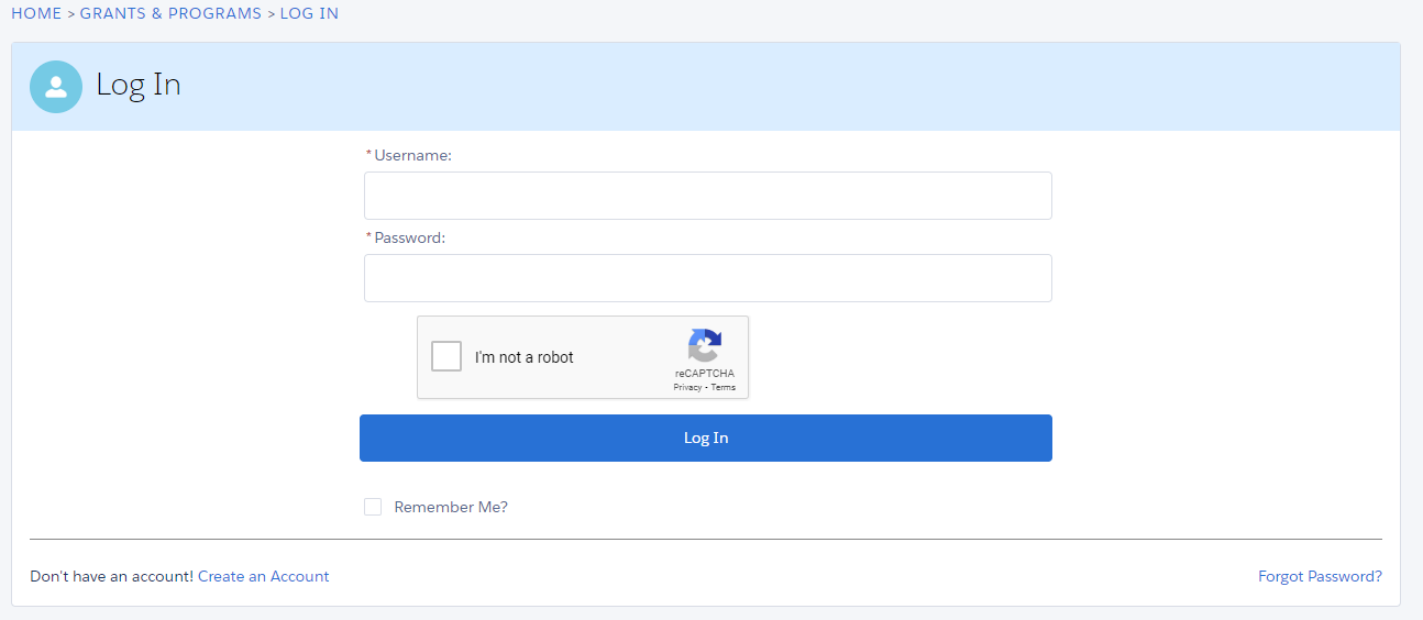 username and password details needed to login into the DJSIR Grants portal